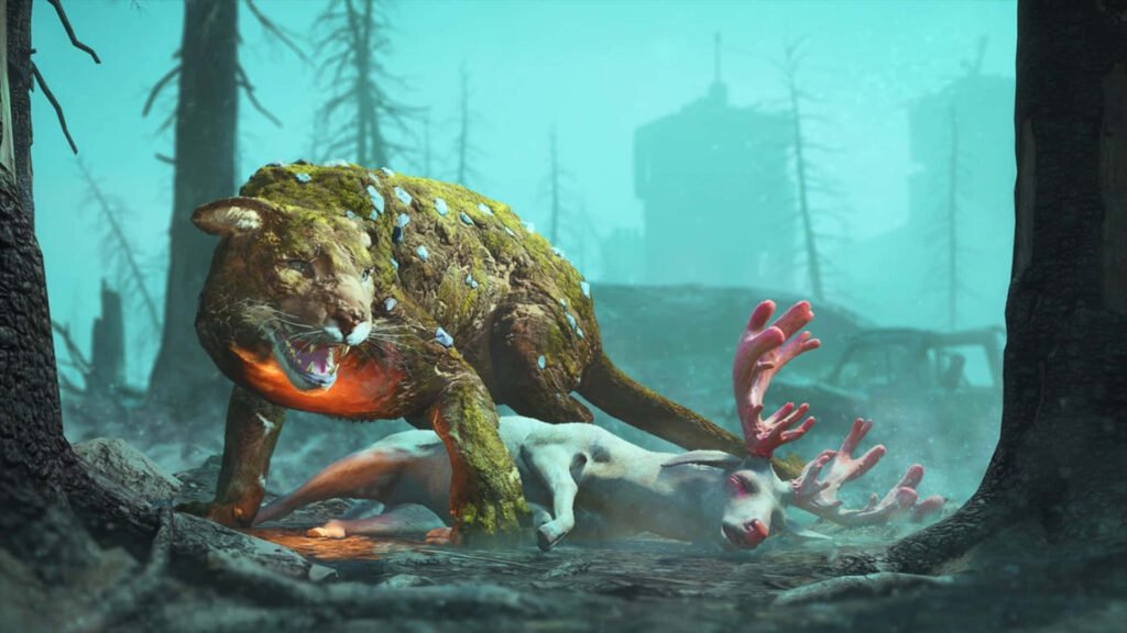 Far Cry New Dawn Mutant Beast Victorious Wallpaper in Post-Apocalyptic Scene