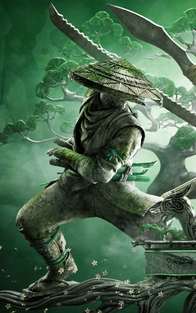 Aramusha from For Honor in combat stance with katanas - Warrior wallpaper on lush backdrop
