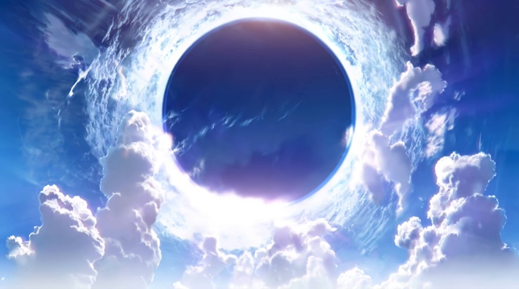 Fate Grand Order Genesis event wallpaper with radiant cosmic ring dark void anime background