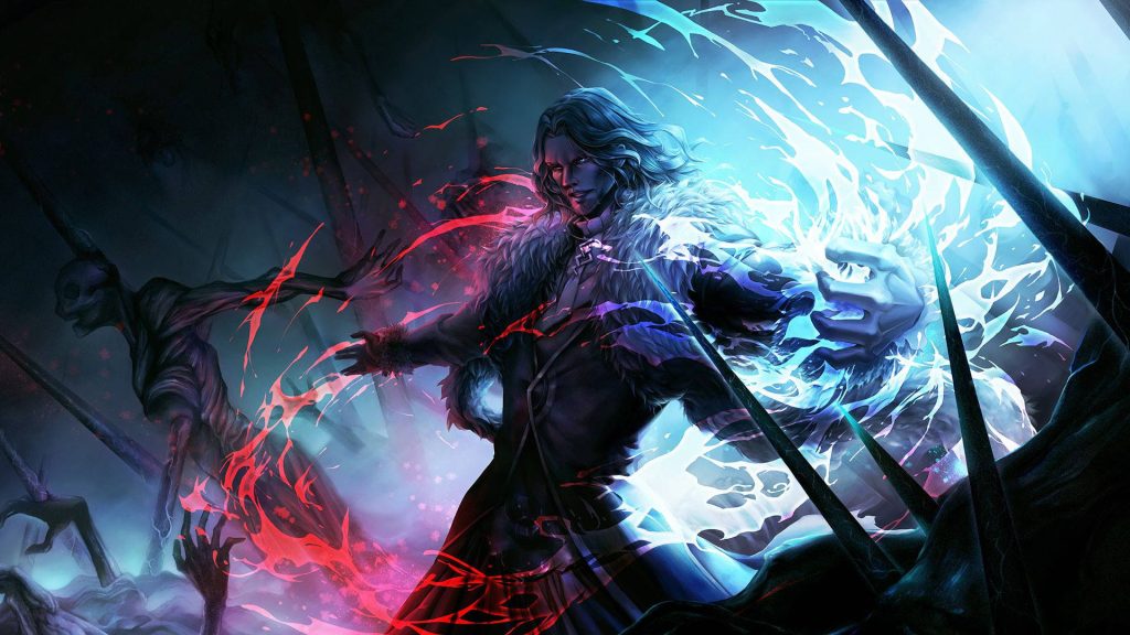 Fate Grand Order Vlad III Lancer with blue flames gothic battlefield intense lighting wallpaper