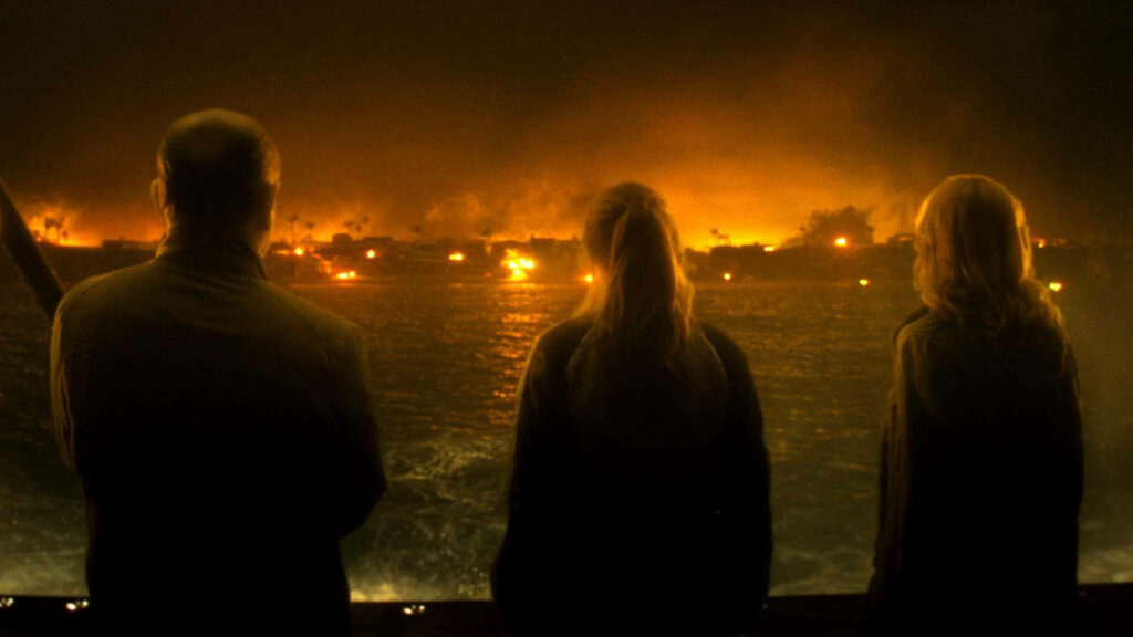 Apocalyptic Fear The Walking Dead Wallpaper - Fiery Chaos Scene