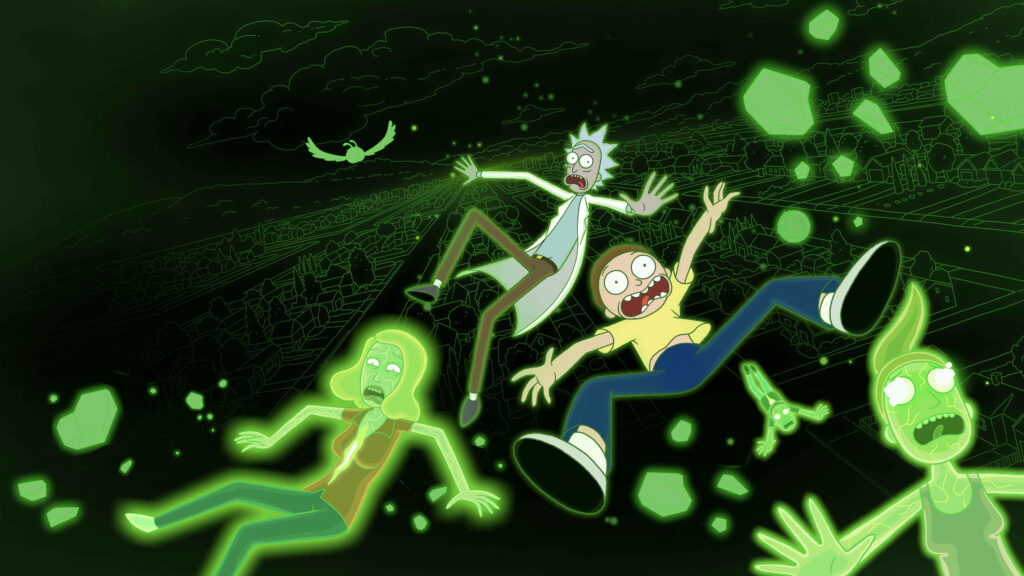 Frightening Adventures of Rick and Morty: Tumbling into a Haunted Abyss Wallpaper