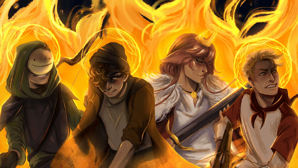 The Fiery Charm of Minecraft's Legendary Dream Team Wallpaper