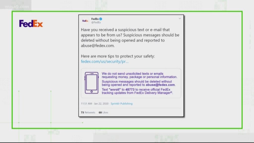 FedEx official security alert warning against phishing scams and fake tracking messages online Wallpaper