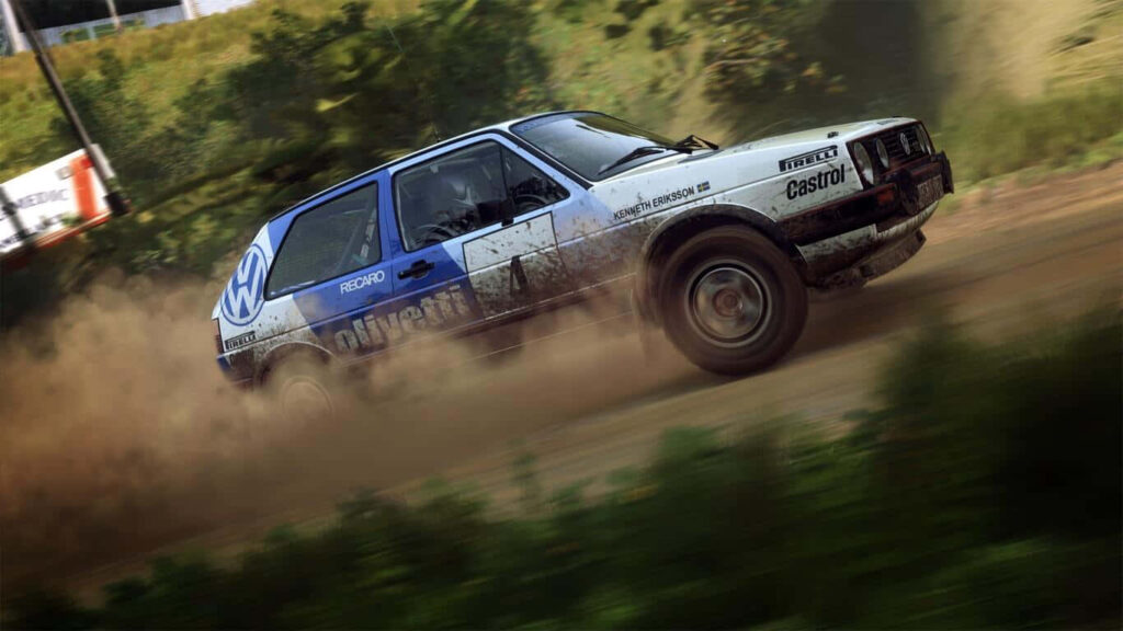 Dynamic Mud-Coated Rally Car Speeding Through Dirt Track With Castrol Sponsorship Logos, Capturing Intense Motorsport Action Wallpaper