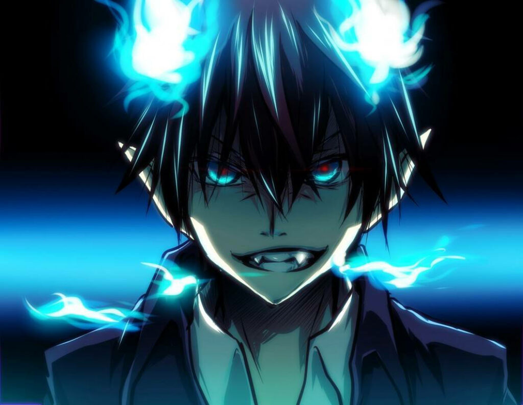 Malevolent Grin: Rin Okumura, the Demonic Exorcist Wallpaper