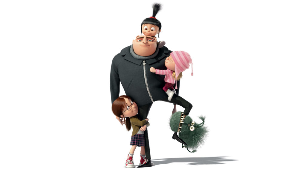 Despicable Me 3 Wallpaper: Gru with His Kids & Fluffy Pet