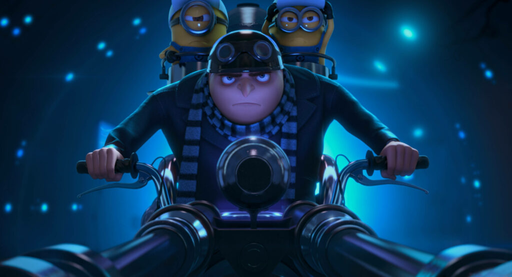 Felonious Gru on High-Tech Motorcycle with Minions - Despicable Me 3 Wallpaper