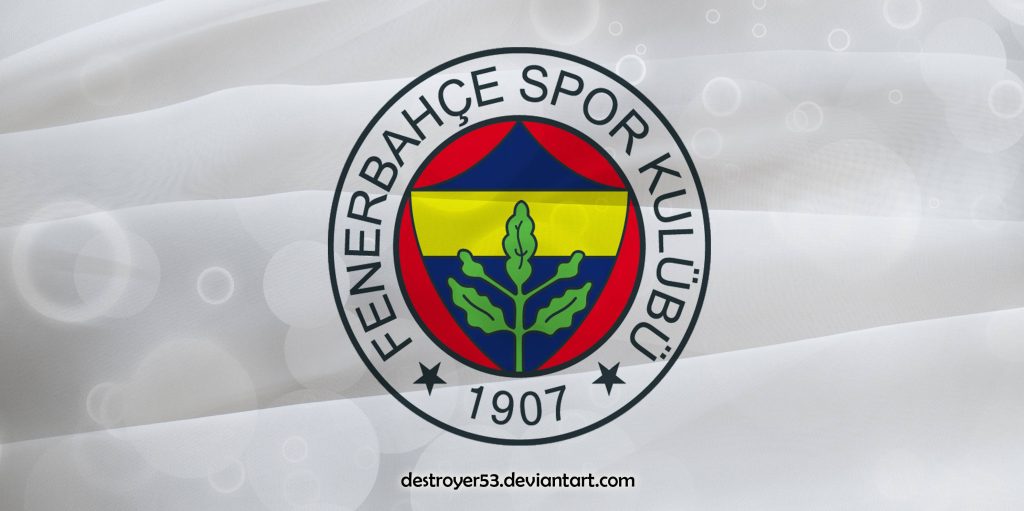Fenerbahçe SK official emblem on soft white fabric with bokeh lighting minimalist wallpaper