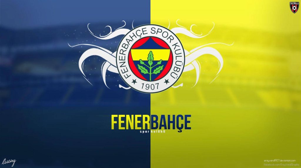 Fenerbahçe SK wallpaper with blue yellow split background and iconic club crest design