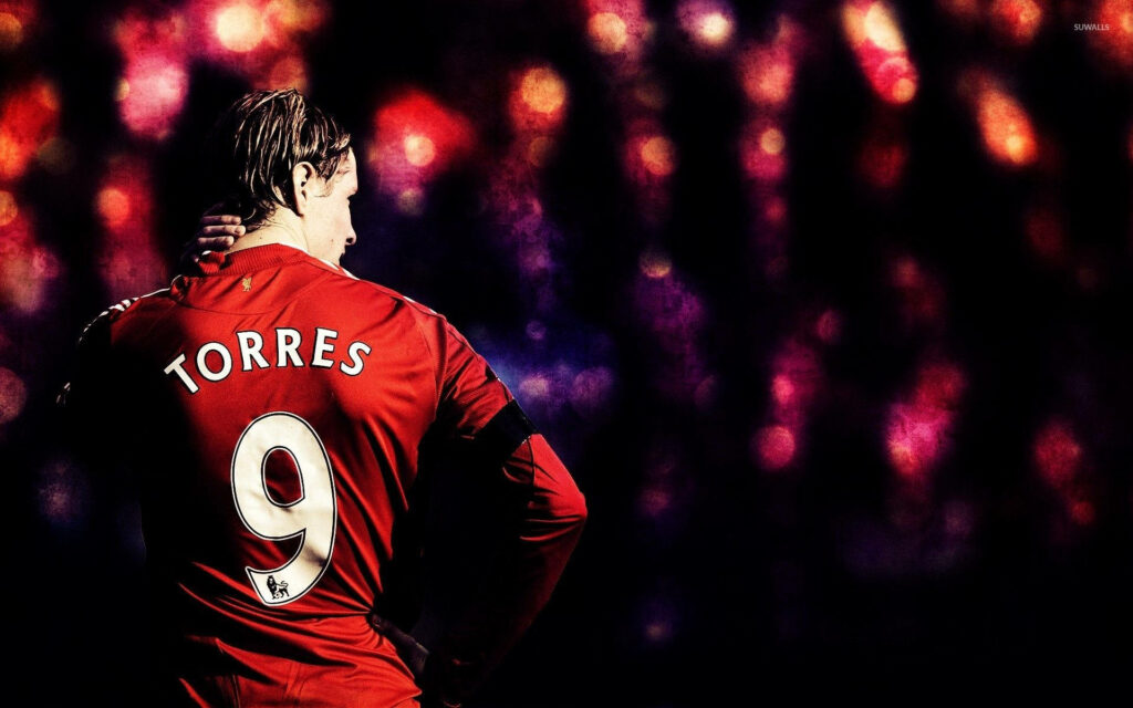 Fernando Torres in number 9 jersey with vibrant background iconic football legend wallpaper