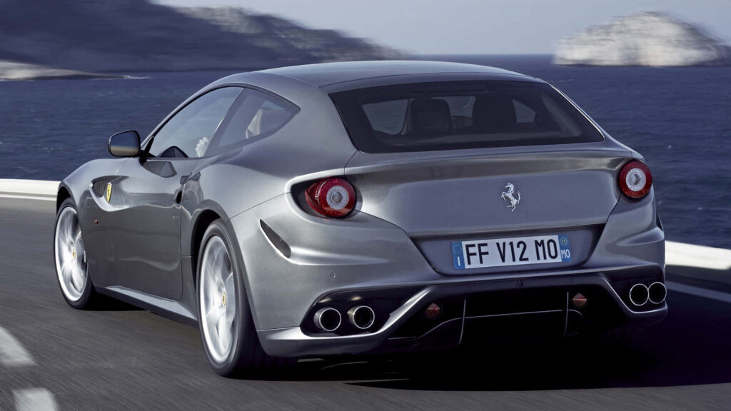 Grey Ferrari FF on a Road Background Wallpaper