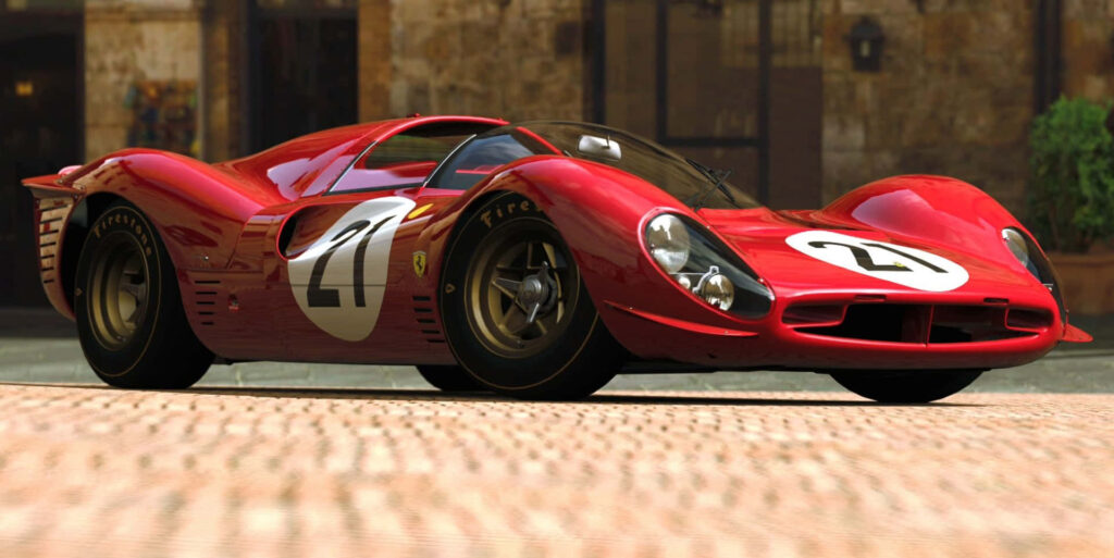Vibrant Red Ferrari 330 P3: A Captivating Wallpaper of a Classic Sports Car