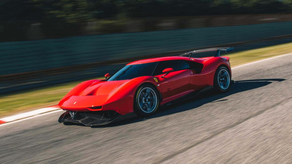 Revamped Supercar: Ferrari 330 P80c Zooming on a Futuristic Highway Wallpaper