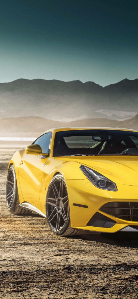 Ferrari's Dazzling Yellow Charisma: Elevate Your iPhone Display with Automotive Majesty! Wallpaper