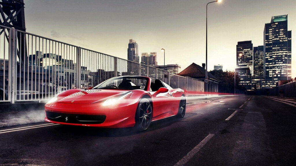 Dominating the Urban Jungle with the Timeless Ferrari Supercar: Iconic Style, Distinctive Curves, and Unmatched Performance. Wallpaper