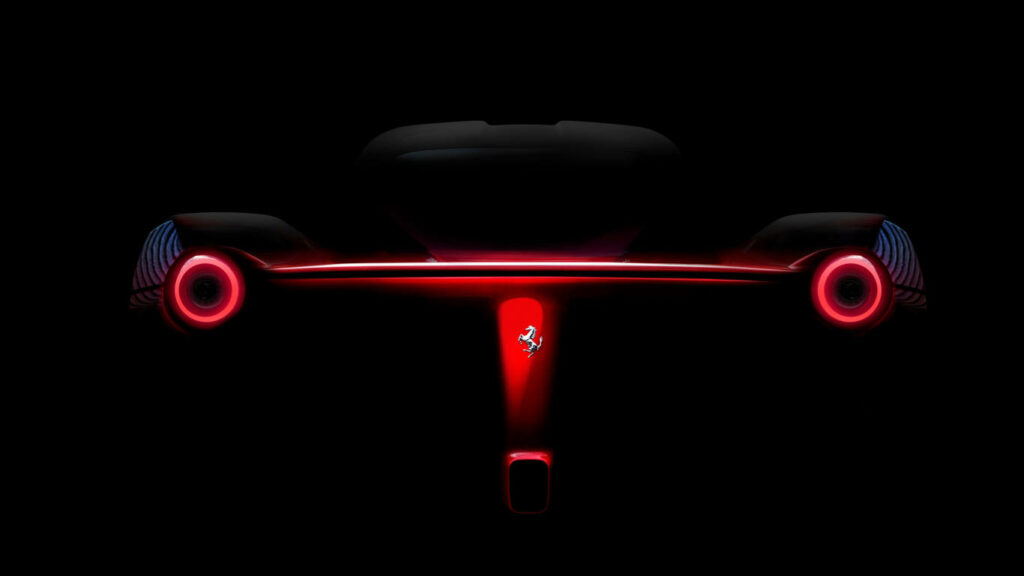 Ferrari Enzo tail lights glowing vividly against dark background high-definition wallpaper