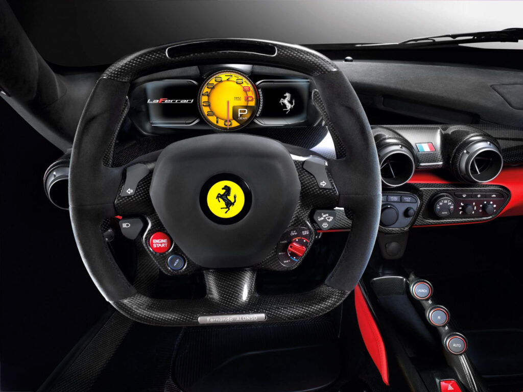 Luxury Ferrari LaFerrari Interior: Sleek Steering Wheel & Dashboard Wallpaper