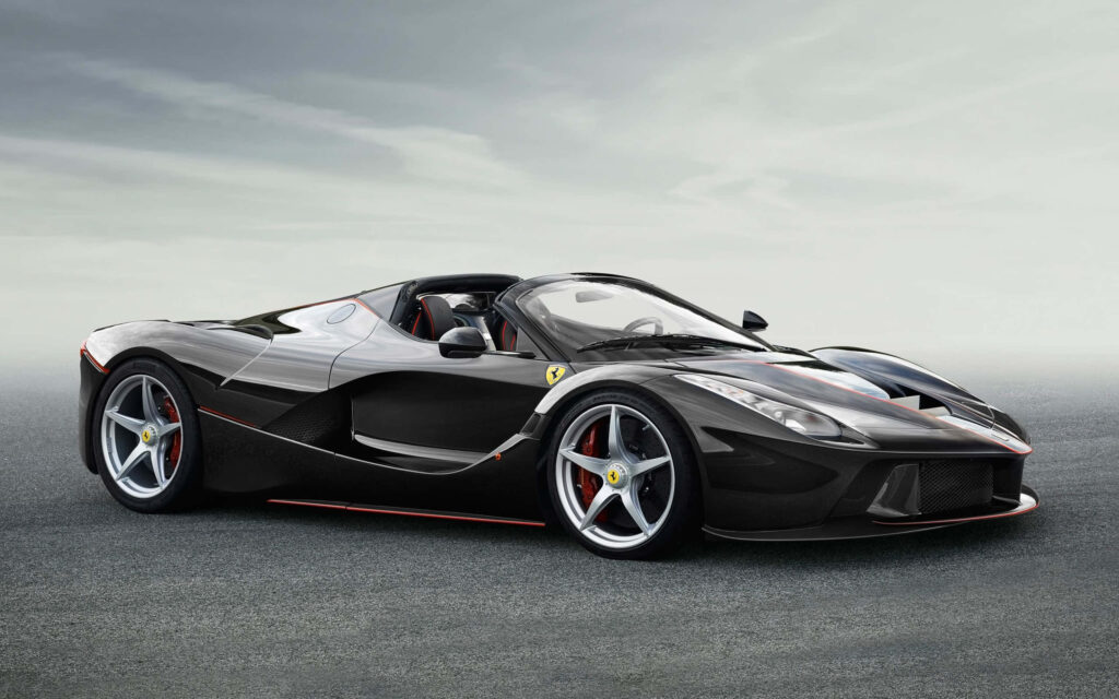 Black Ferrari LaFerrari on a Road Background Wallpaper