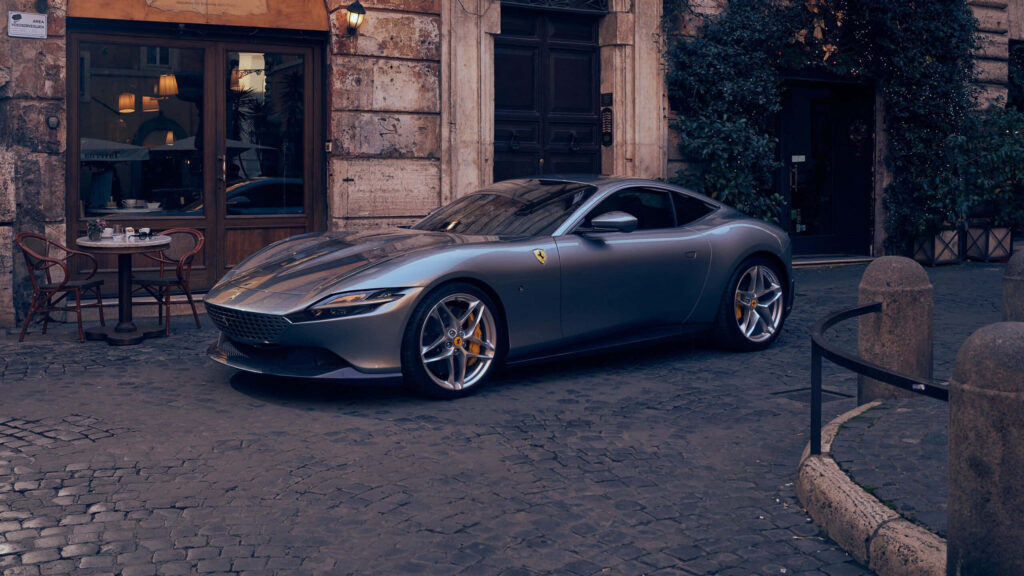 Ferrari Roma: A Captivating Fusion of Luxury and Performance Against a Stunning Backdrop Wallpaper