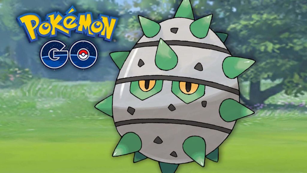 Ferroseed Pokémon GO wallpaper forest background vibrant Grass Steel-type mobile game design