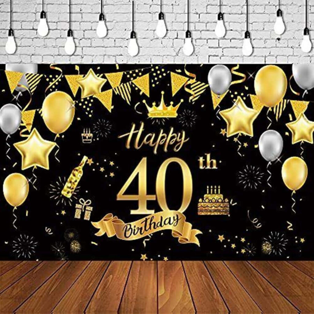 Happy 40th Birthday Wallpaper: Gold & Silver Party Decor