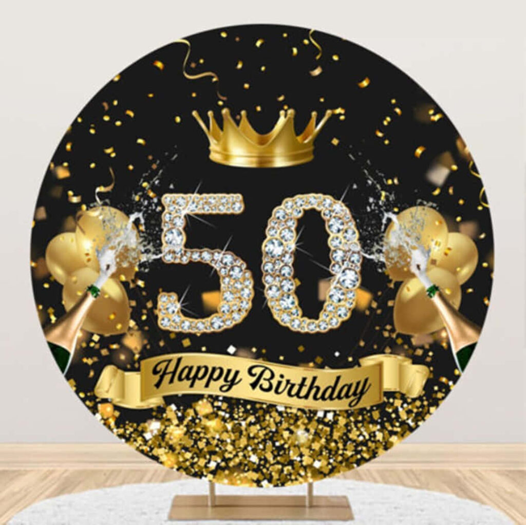 Festive 50th Birthday Wallpaper with Sparkling Diamonds & Confetti