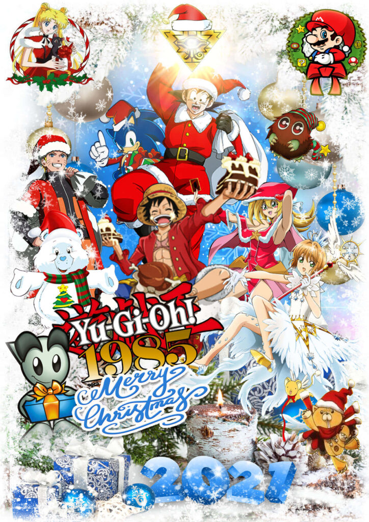 Cheerful Anime Christmas Wallpaper with Festive Characters
