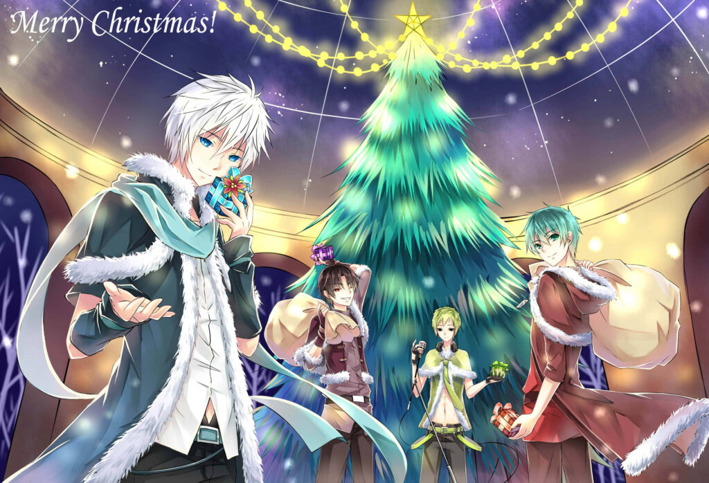 Vibrant Anime Christmas Wallpaper: Festive Characters & Decor