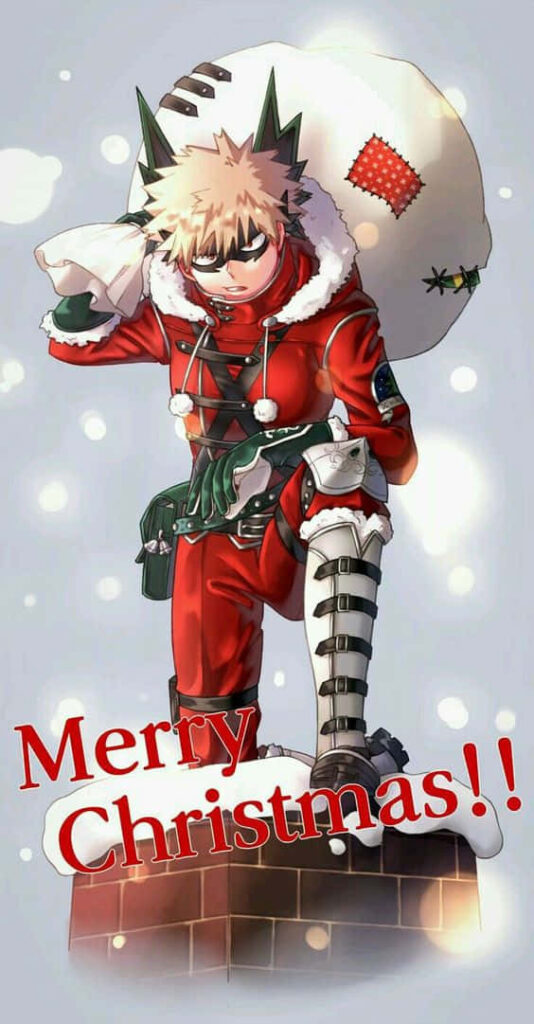 Festive Anime Character Wallpaper - Merry Christmas in Snowy Scene