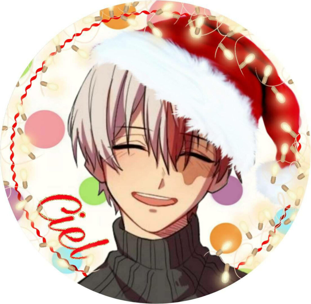 Festive Anime Profile Picture: Smiling Character in Santa Hat Wallpaper
