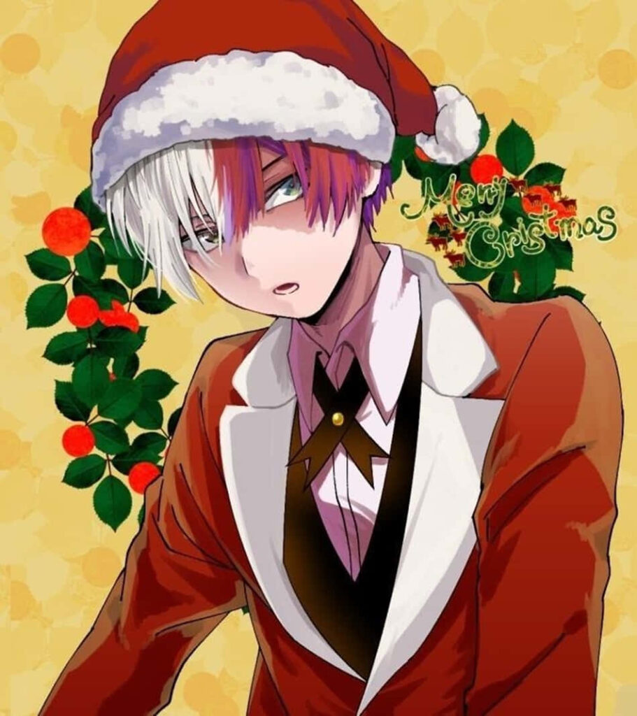 Festive Anime Santa Character Wallpaper with Merry Christmas Decor