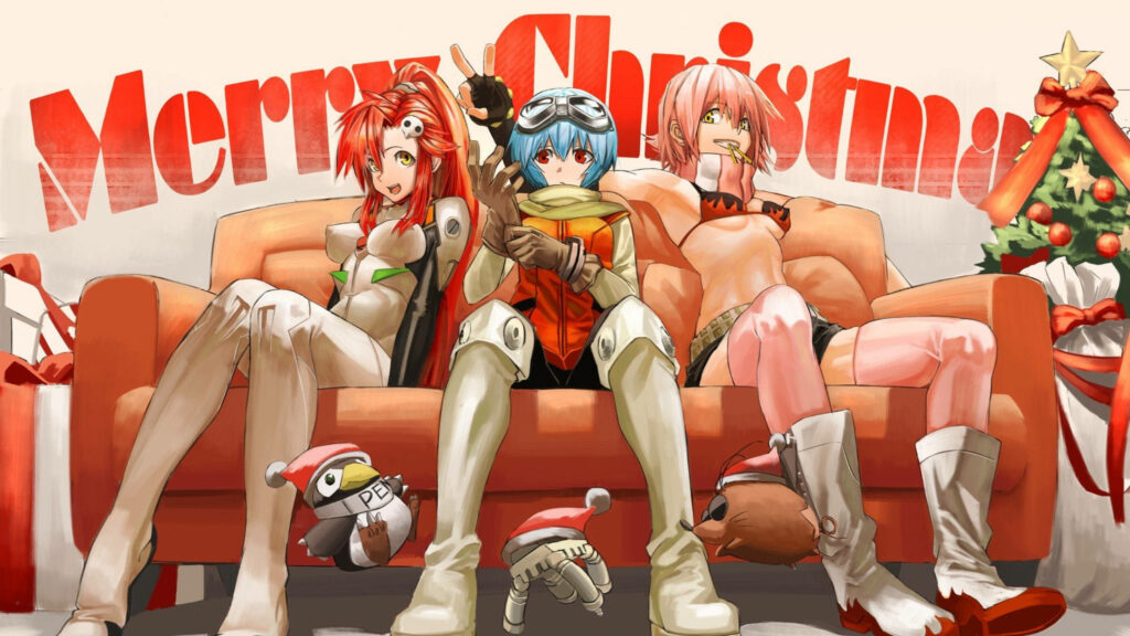 Festive Anime Christmas Wallpaper with Cozy Holiday Cheer