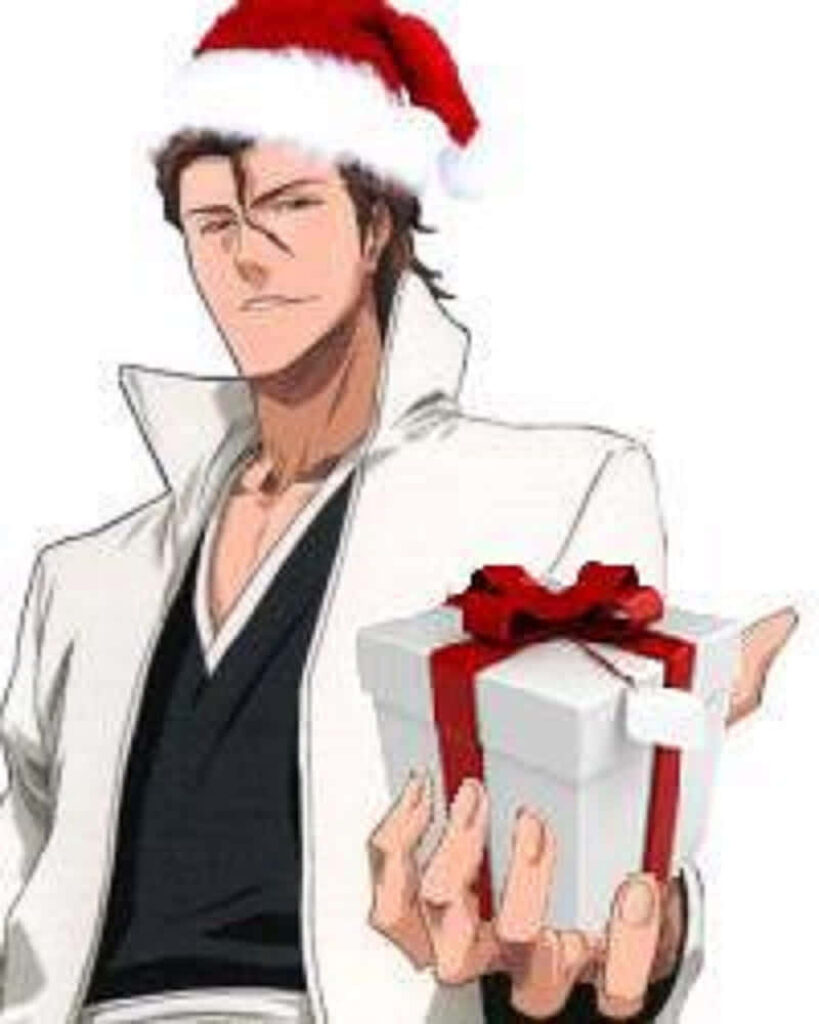 Festive Anime Character in Santa Hat | Christmas Wallpaper Background