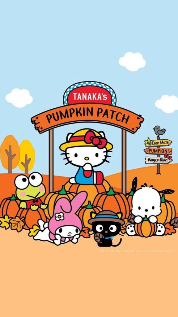 Hello Kitty & Friends Celebrate Autumn at Tanaka's Pumpkin Patch Wallpaper