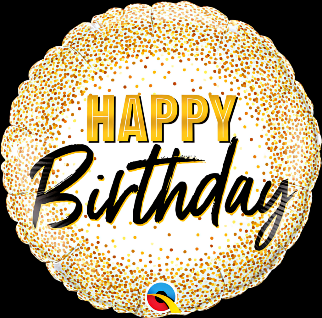 Festive Birthday Balloon Wallpaper with Golden Confetti Background