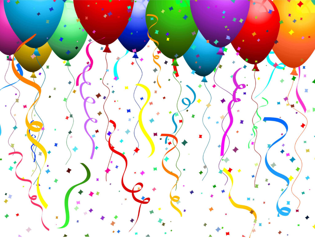 Festive Balloon and Confetti Wallpaper for Celebrations