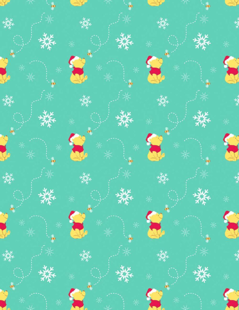 Cheerful Bear & Snowflakes: Festive Teal Wallpaper for Holidays