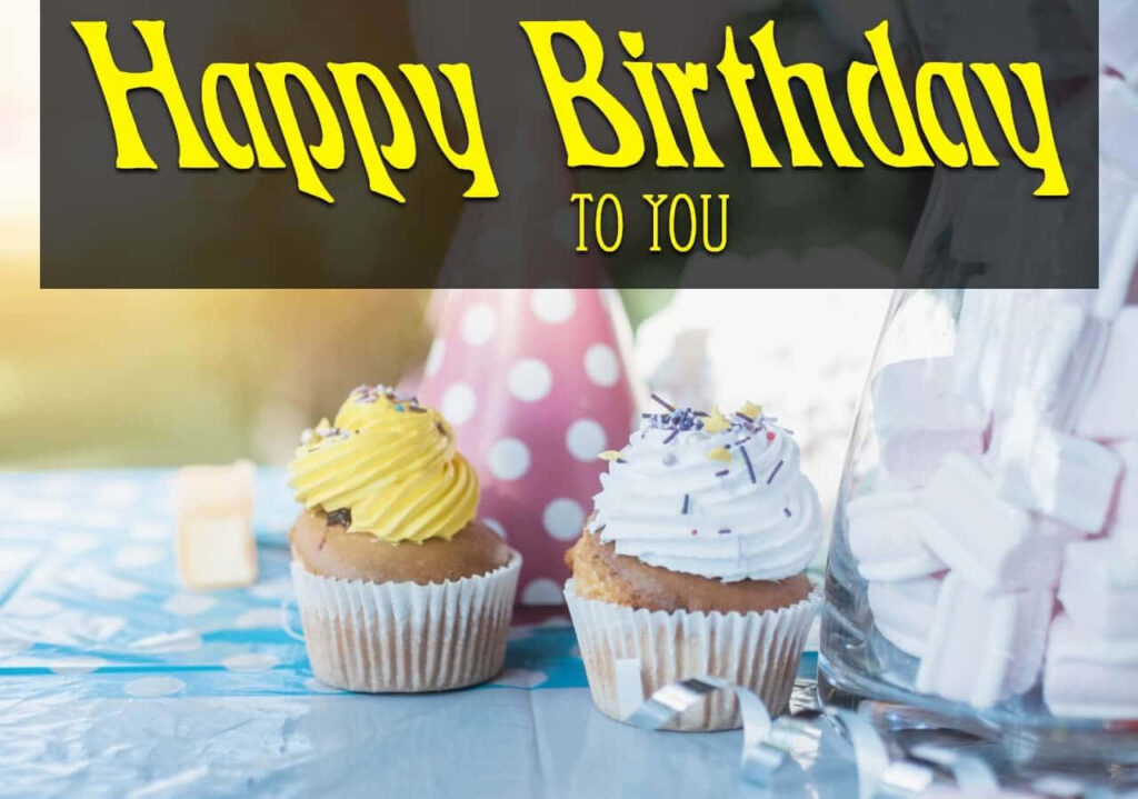 Festive Birthday Celebration Wallpaper with Cupcakes & Joyful Decor