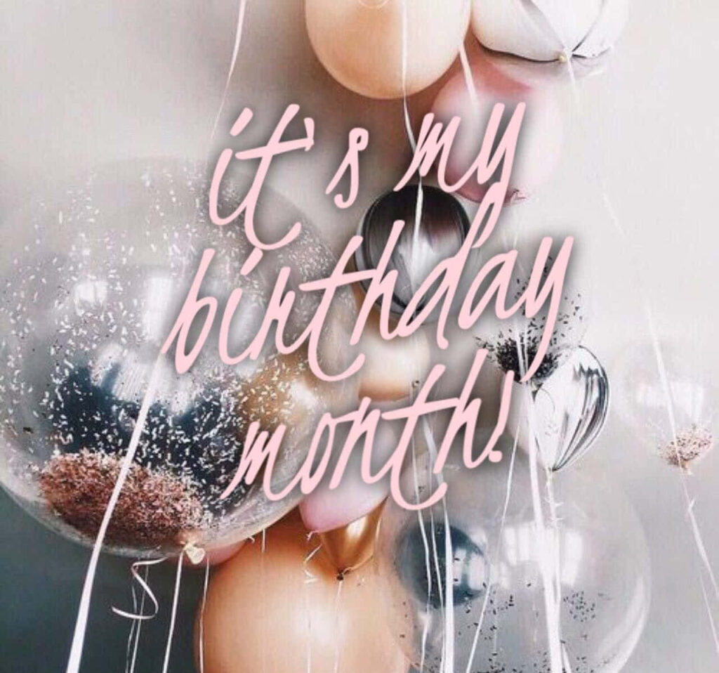 Festive Birthday Month Wallpaper with Gold, Silver & Pink Balloons