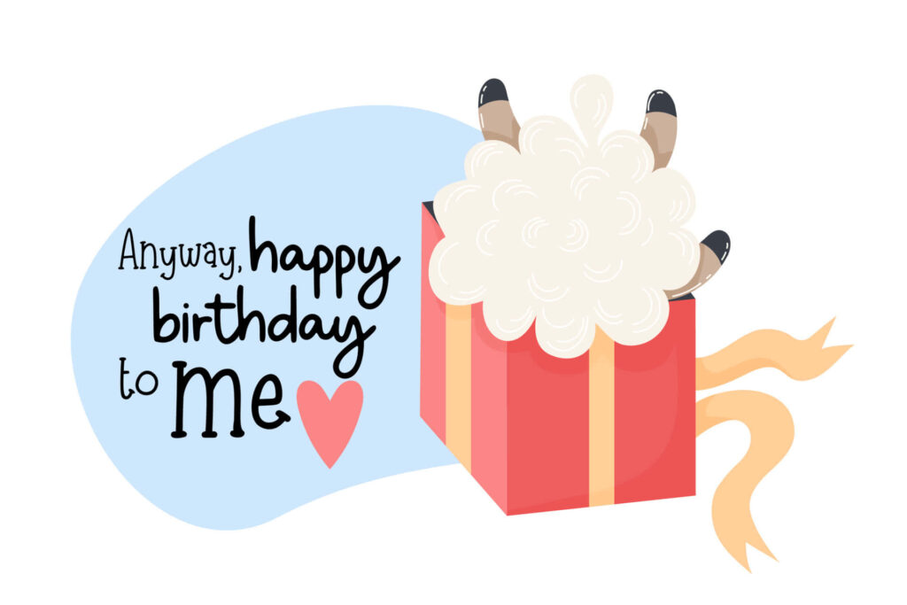 Festive Birthday Wallpaper: Red Gift Box & Clouds Design