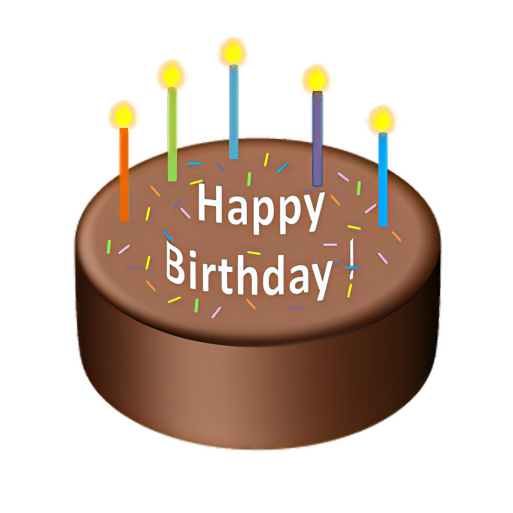 Colorful Birthday Wallpaper with Chocolate Cake & Lit Candles