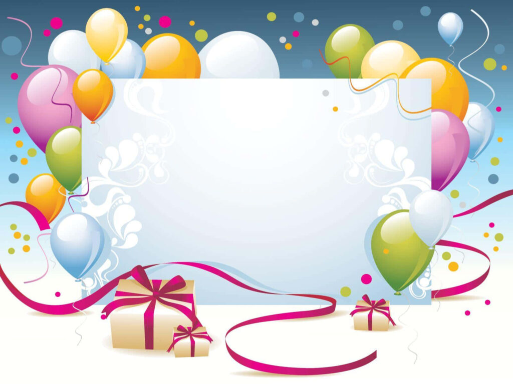 Cheerful Birthday Wallpaper: Colorful Balloons & Gifts Background