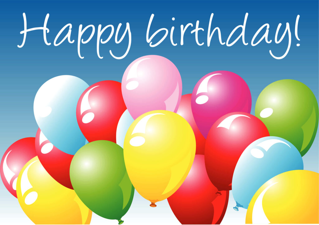 Vibrant Birthday Wallpaper with Colorful Balloons & Blue Background