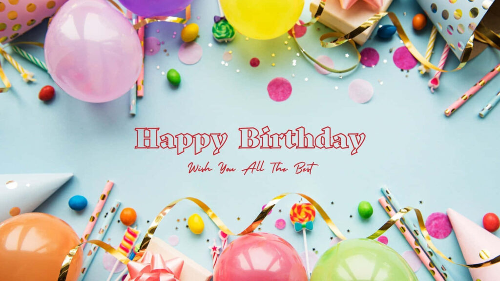 Festive Birthday Wallpaper: Balloons, Streamers & Cheerful Wishes