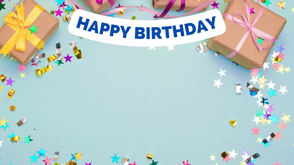 Festive Birthday Wallpaper with Colorful Ribbons and Confetti