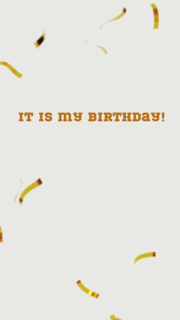 Festive Birthday Wallpaper with Golden Confetti & Cheerful Message
