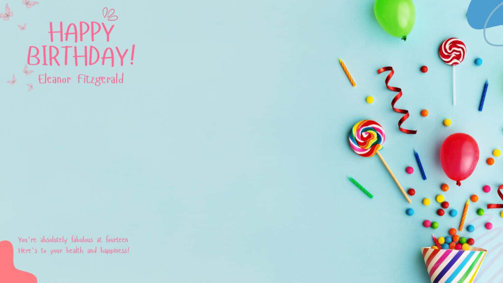 Colorful Birthday Wallpaper with Balloons, Lollipops & Confetti