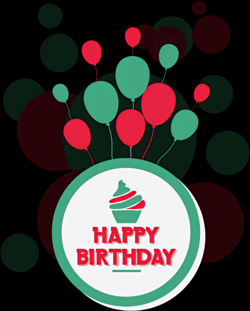 Colorful Birthday Wallpaper with Balloons & Cupcake Design
