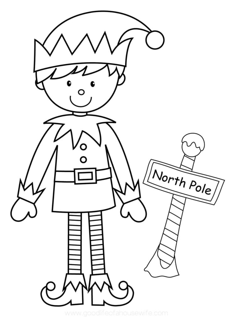 Festive Black-and-White Elf Wallpaper for Christmas Coloring Fun